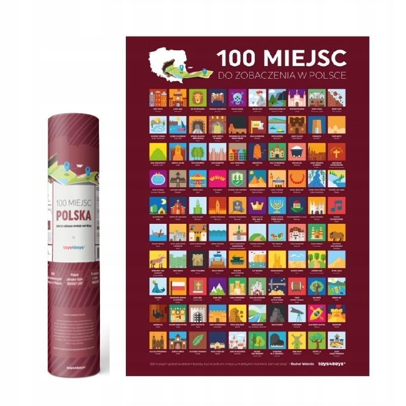 

Mapa Zdrapka Plakat Bucket List 100 Miejsc Polska