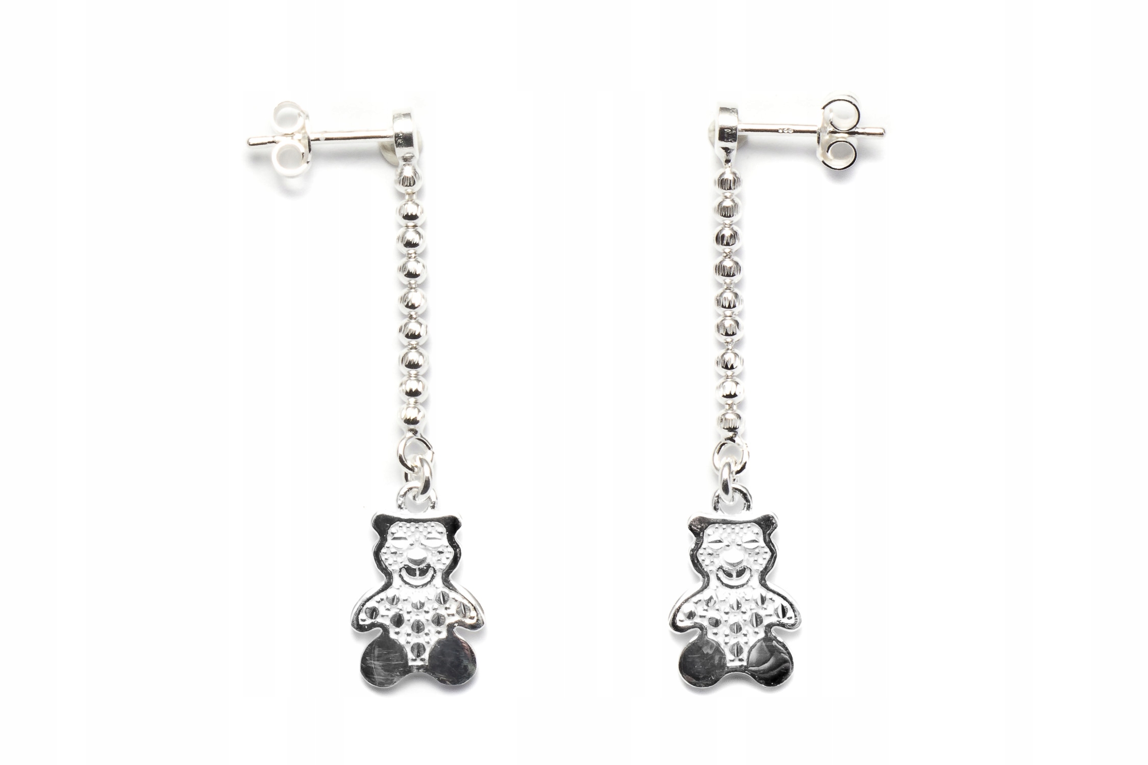 DŁUGIE WISZĄCE SREBRNE KOLCZYKI MISIE ! ! ! !