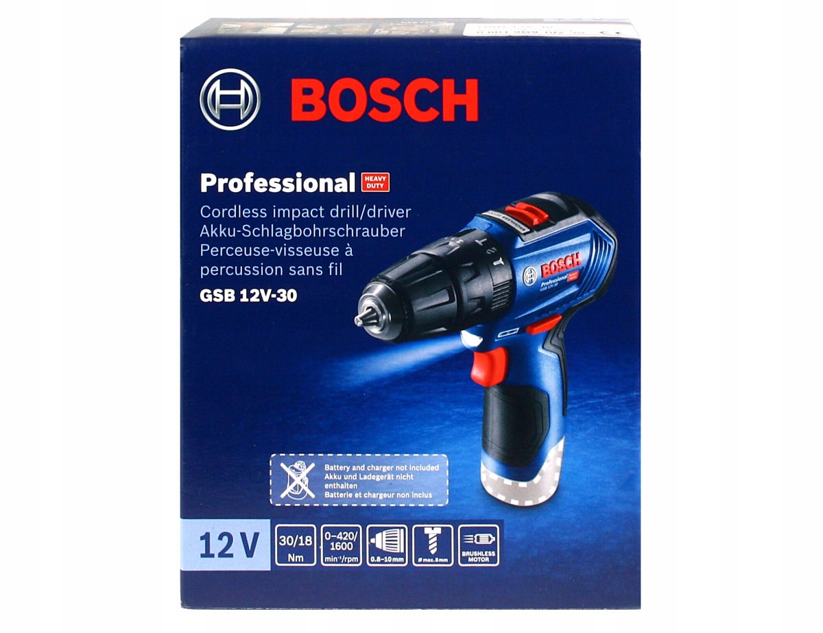 WKRĘTARKA GSB 12V-30 BOSCH BEZSZCZOTKOWA KORPUS Typ akumulatora Li-Ion