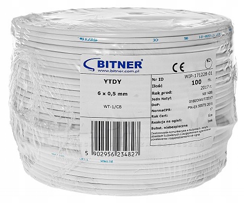 

Przewód kabel alarm domofon Ytdy 6x0,5 Bitner 100m