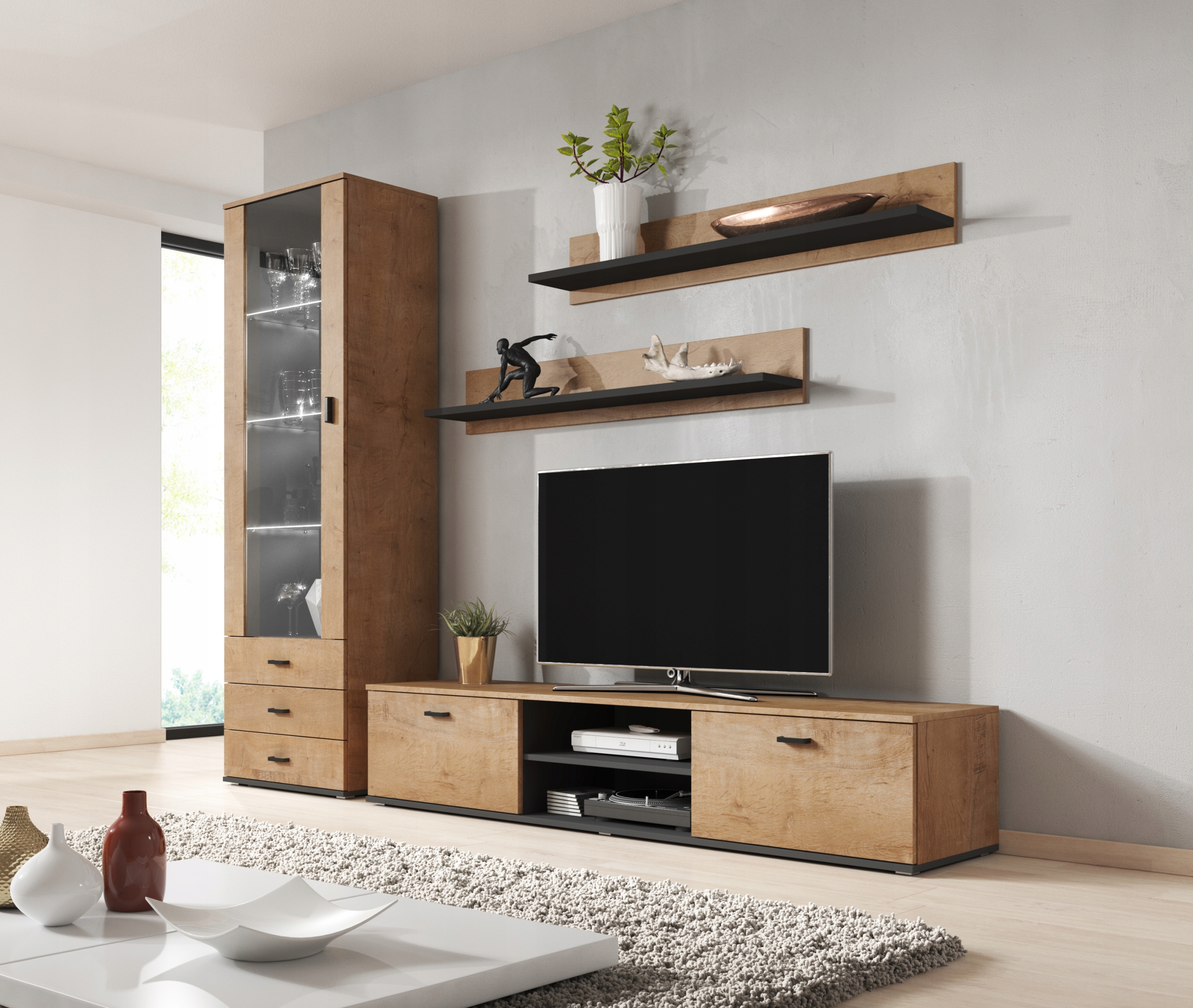 

Zestaw Soho 1 dąb lefkas + czarny Led- Cama Meble
