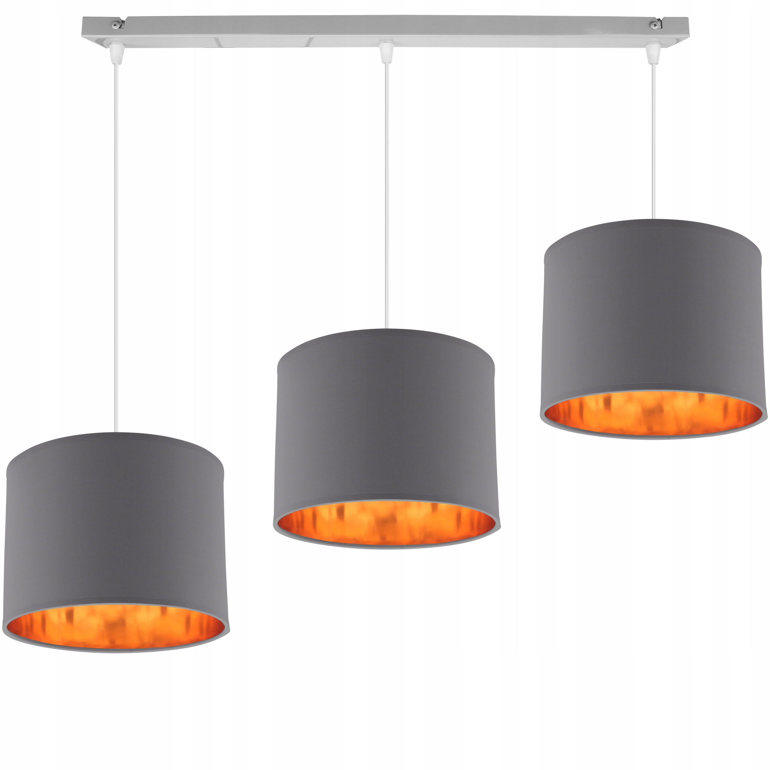 Stropná Závesná Lampa Luster Trojitý Zlaté Tienidlo Glamour Čierna Lišta