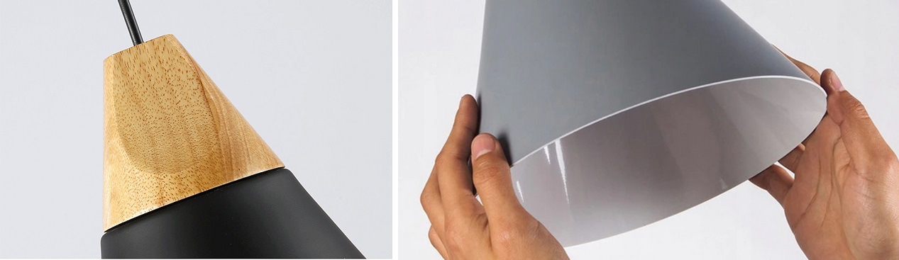 LAMPA WISZĄCA DREWNO INDUSTRIAL SCANDI 3CPR SZARA Kolor biały czarny