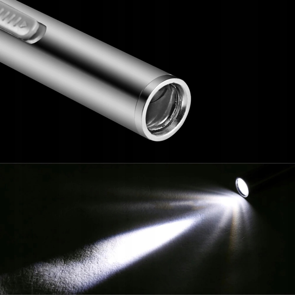 LATARKA LED DŁUGOPISOWA STALOWA AKUMULATOREK USB Marka bez marki