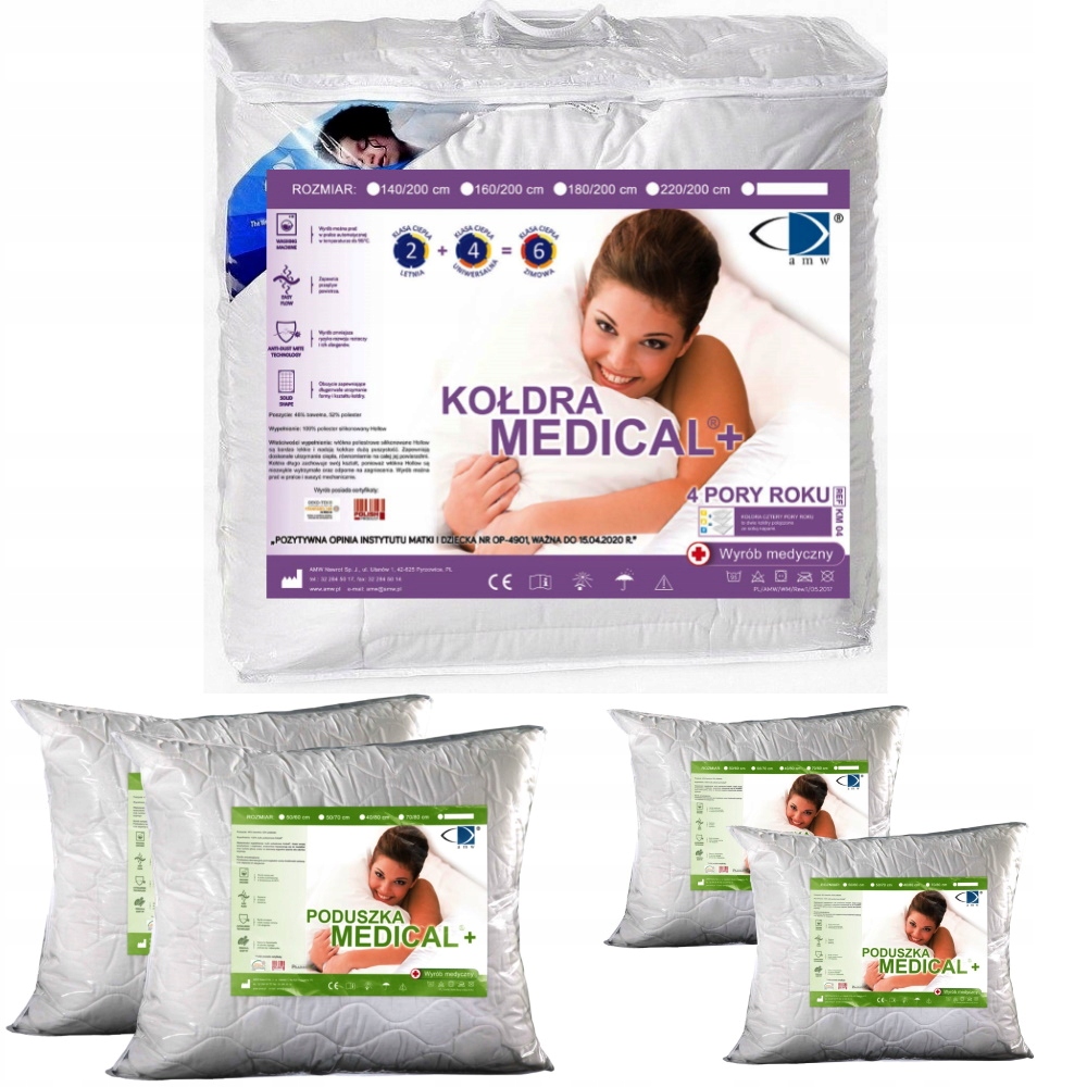 

Kołdra Medical 4 Pory Roku 200/200+ 4 Poduszki Amw