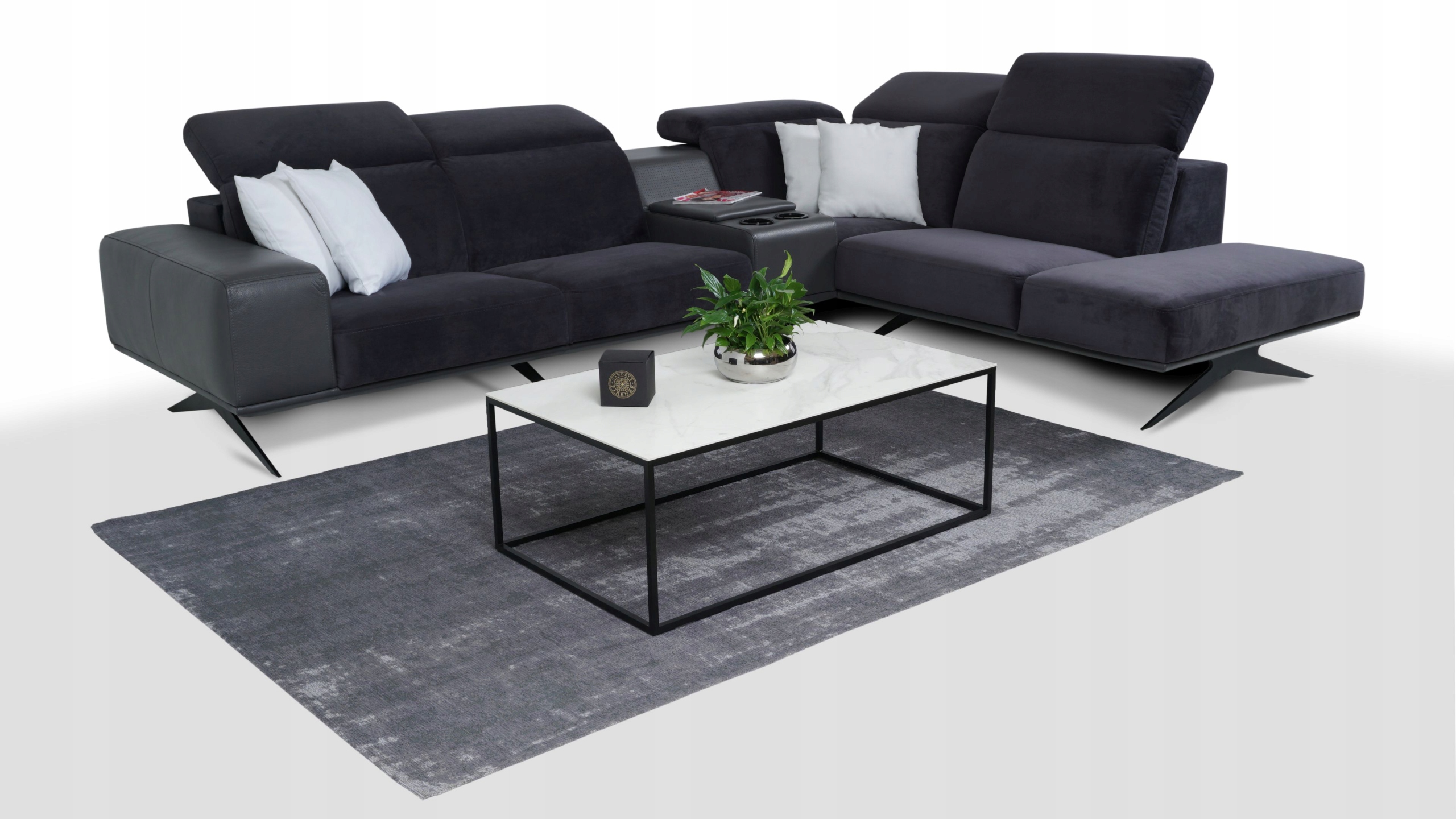 Kanapa z leżanką wysokie nóżki Regulowane zagłówki Wielkość większa