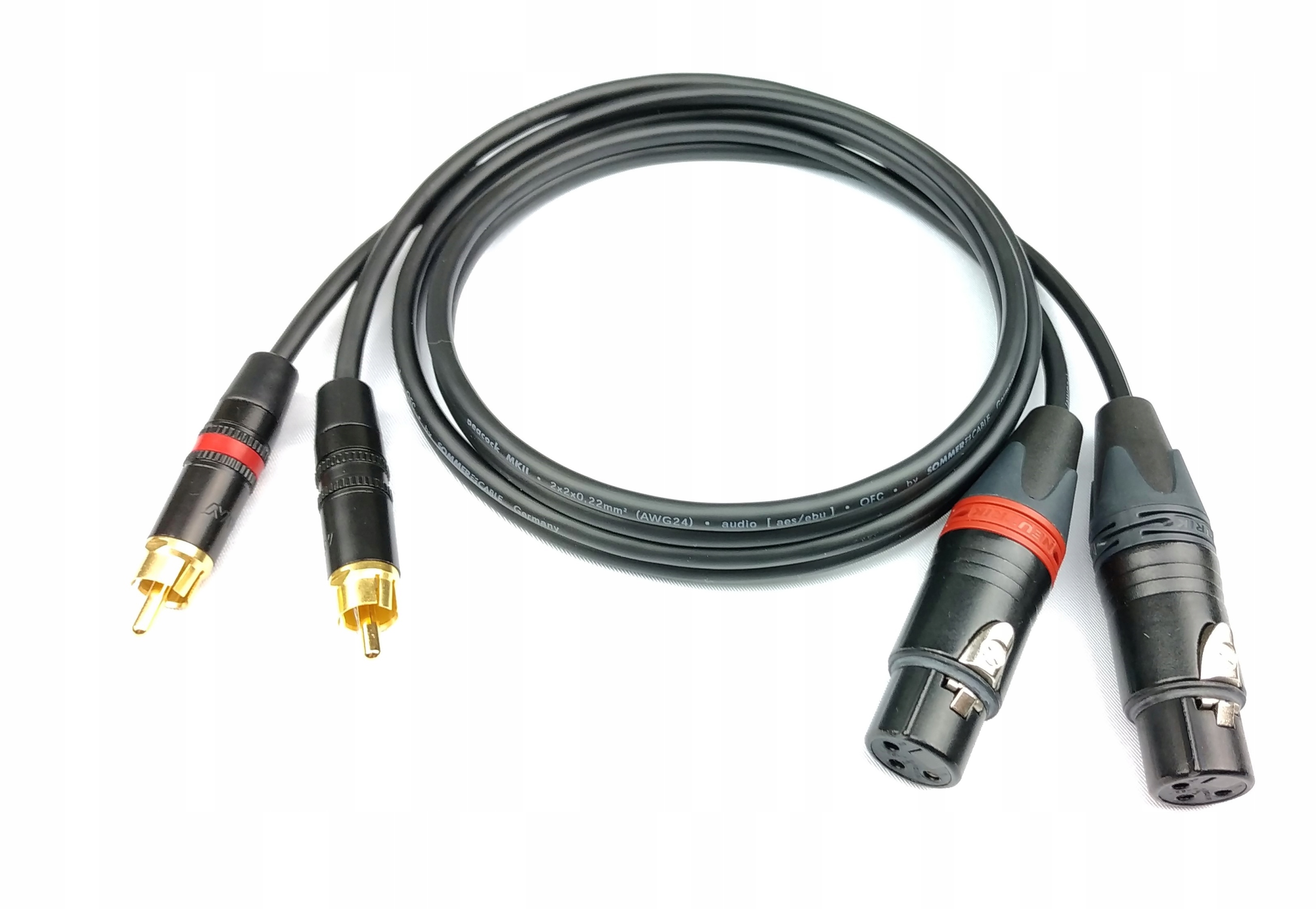 Sommer Kabel 2x Xlr Samice Rca Neutrik 3 m