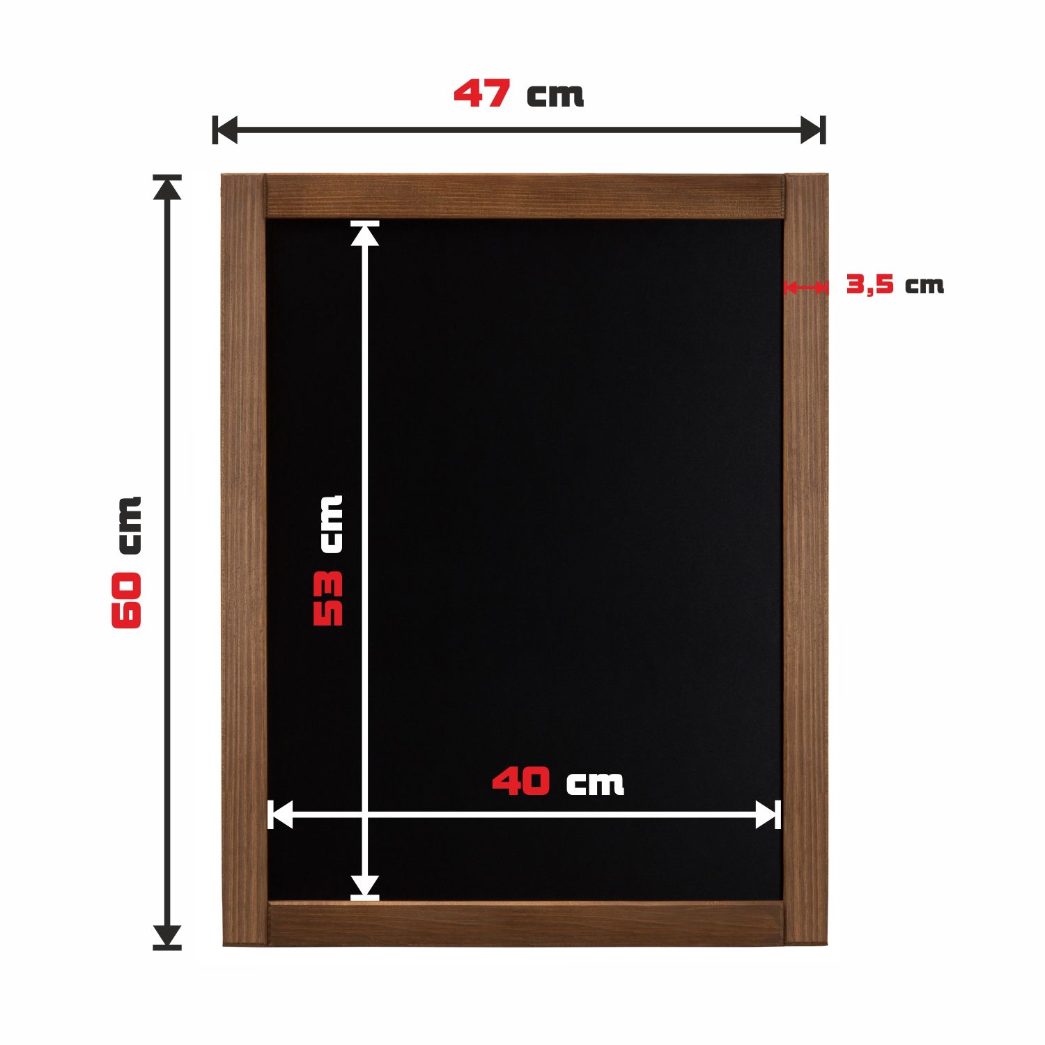 MAŁA TABLICA KREDOWA W RAMIE Z DREWNA Szerokość produktu 47 cm