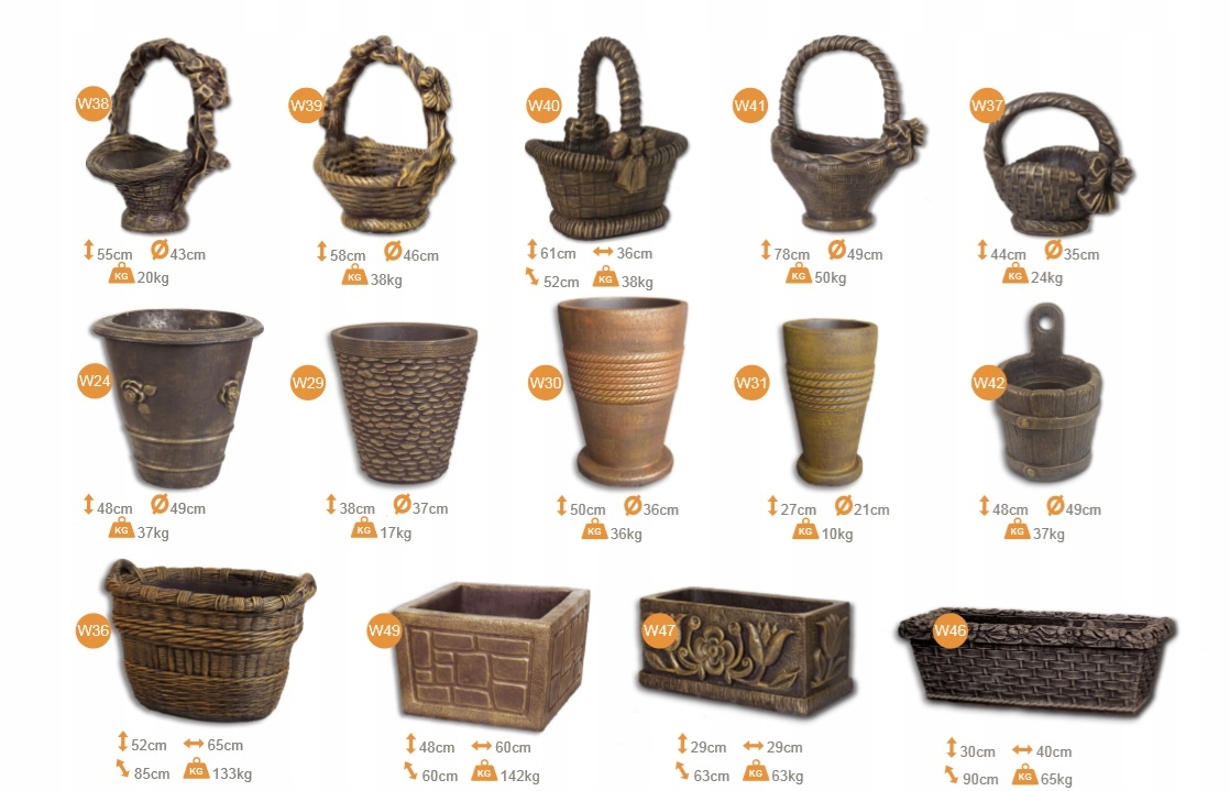 DONICA BETONOWA DONICZKA NA KWIATY TULIPANY Długość 63 cm