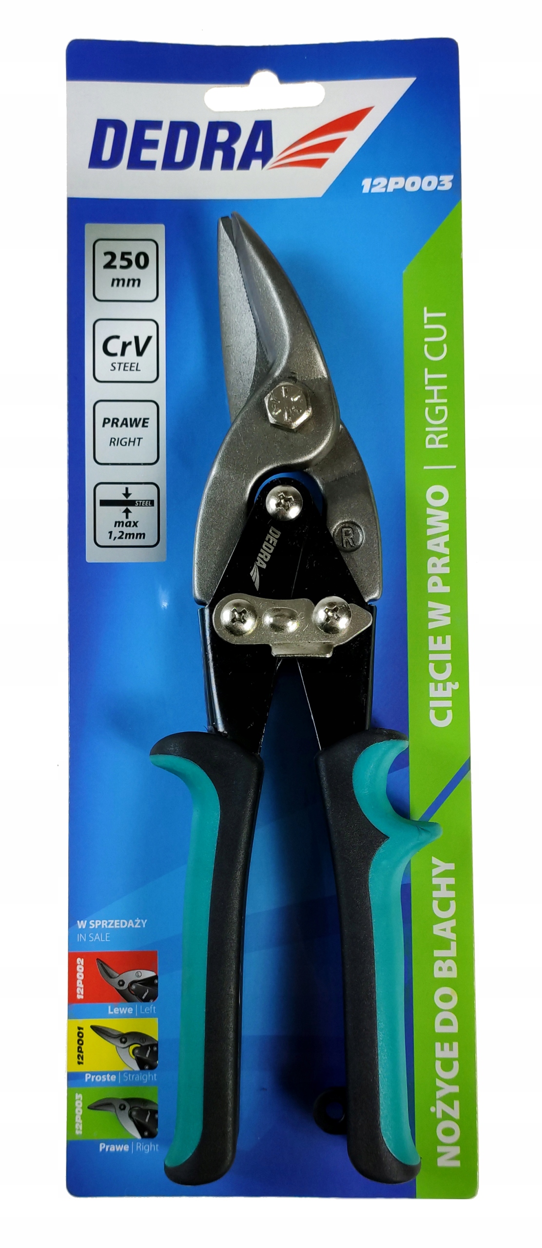 

Nożyce do blachy Dedra 12P003 cięcie w Prawo