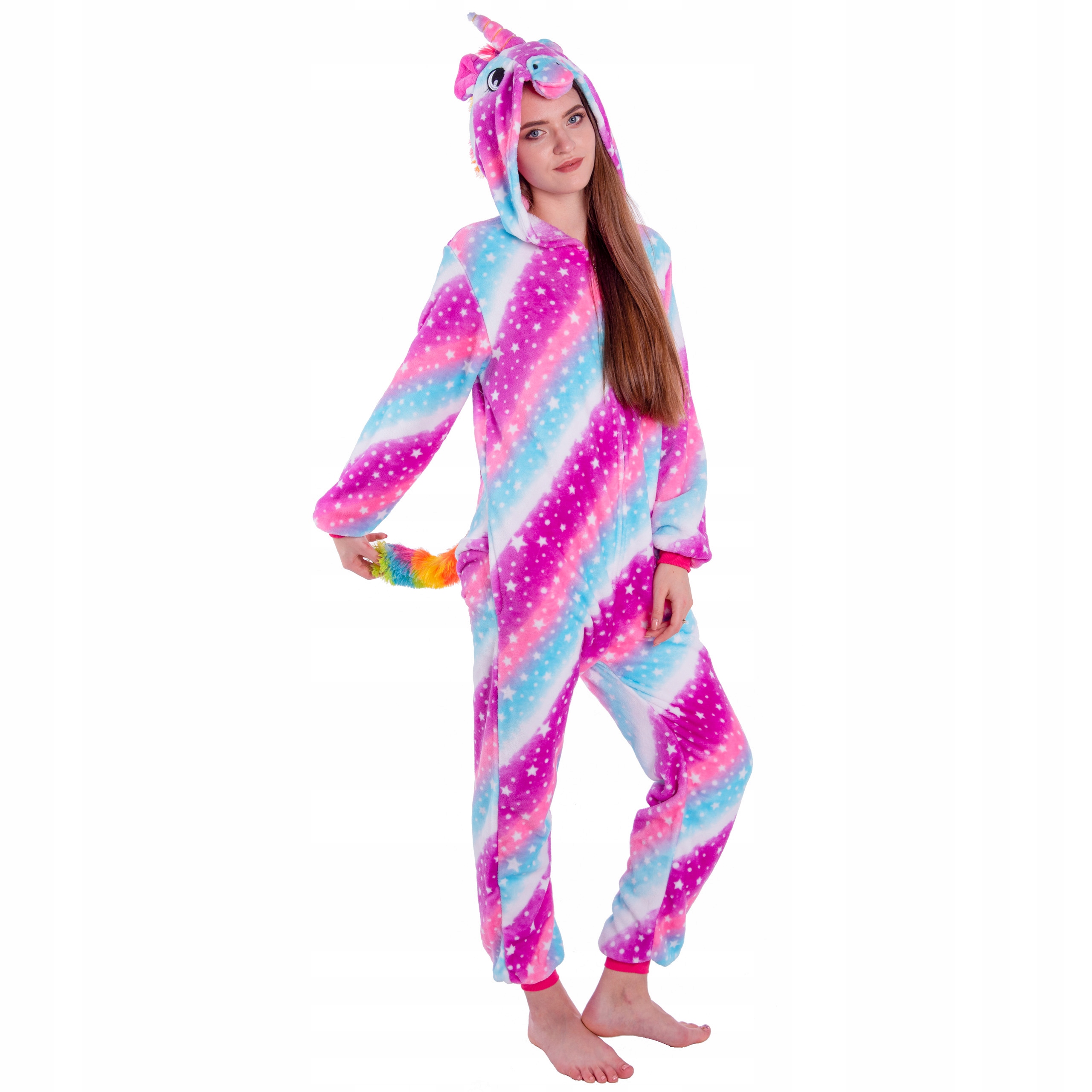 JEDNOROŻEC Galaxy Gwiazdki Piżama Onesie Kigurumi Unicorn Przebranie 176 Rękaw długi rękaw