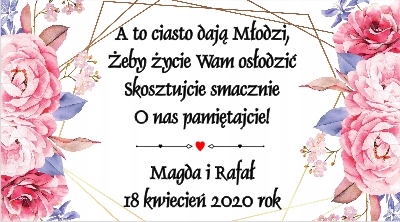 

Etykiety naklejki na ciasto wesele ślub 20szt