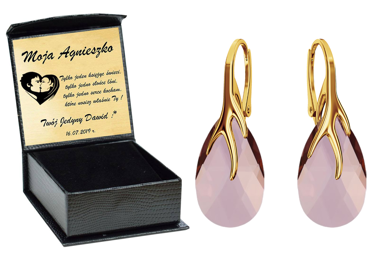 

Drapieżne Kolczyki Swarovski Złote 925 Grawer