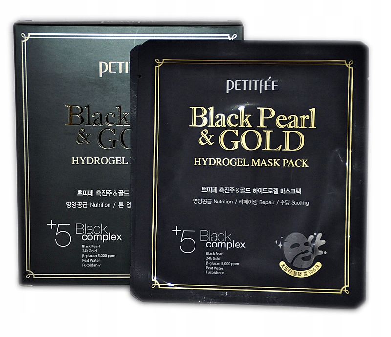 Petitfee Black Pearl & Gold Mask Pack 32 g - Hydrożelowa maska rozświetlająca — 5