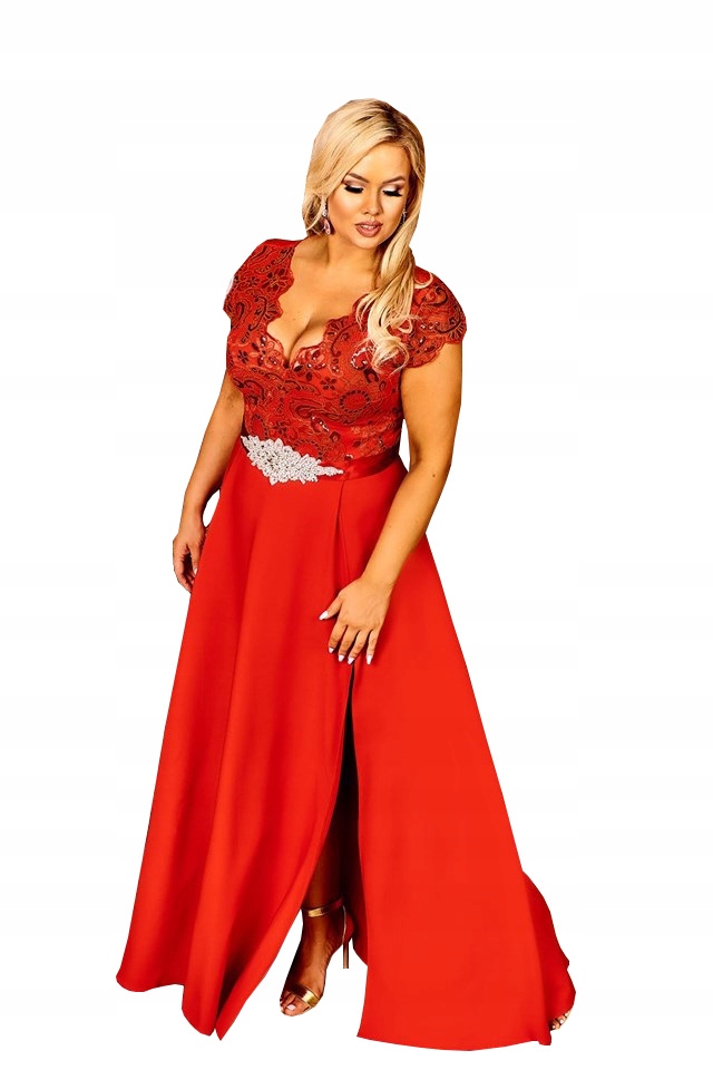 Krystal Červené Šaty S Krajkovou Horou L