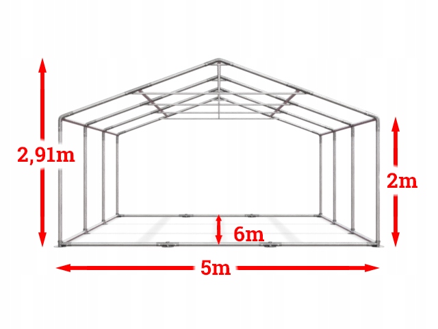 5x6m 2-2,91m Namiot handlowy ogrodowy wzmocniony Szerokość 5 m