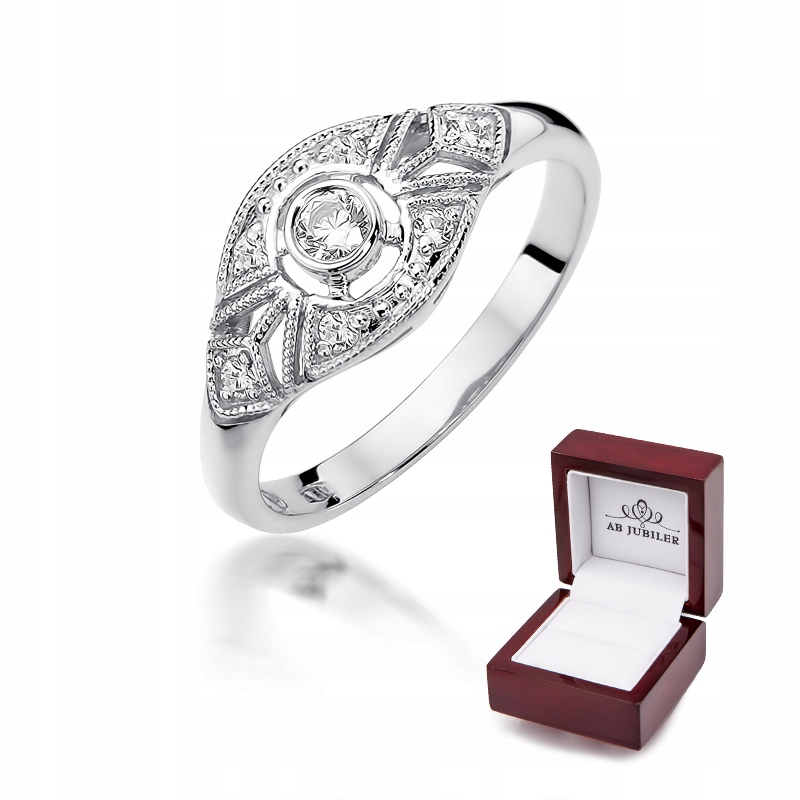 

Pierścionek 585 w Białym Złocie Brylanty 0,19ct