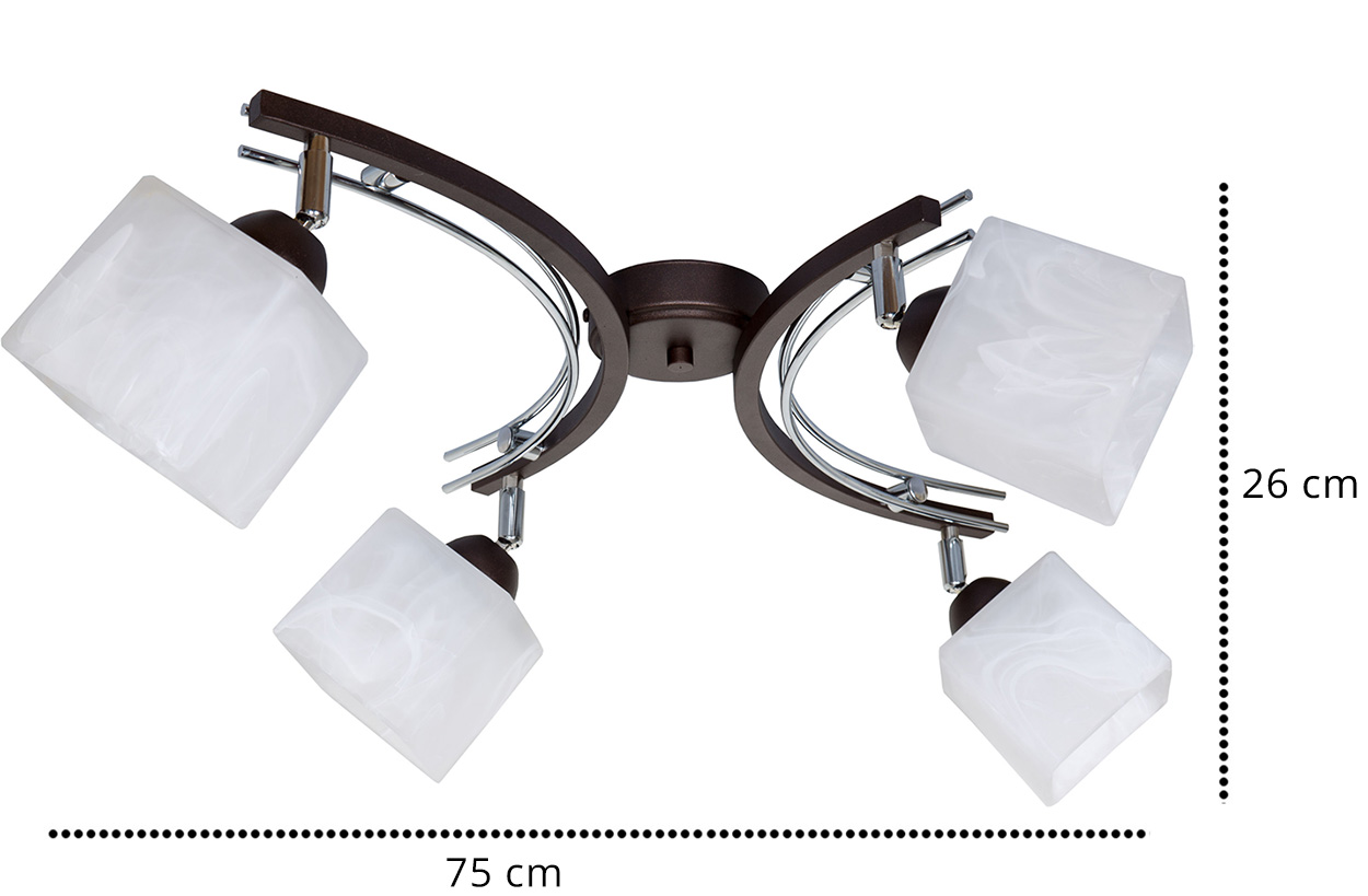 Elegancka LAMPA WISZĄCA SUFITOWA PLAFON LED 4x60W Głębokość 75 cm