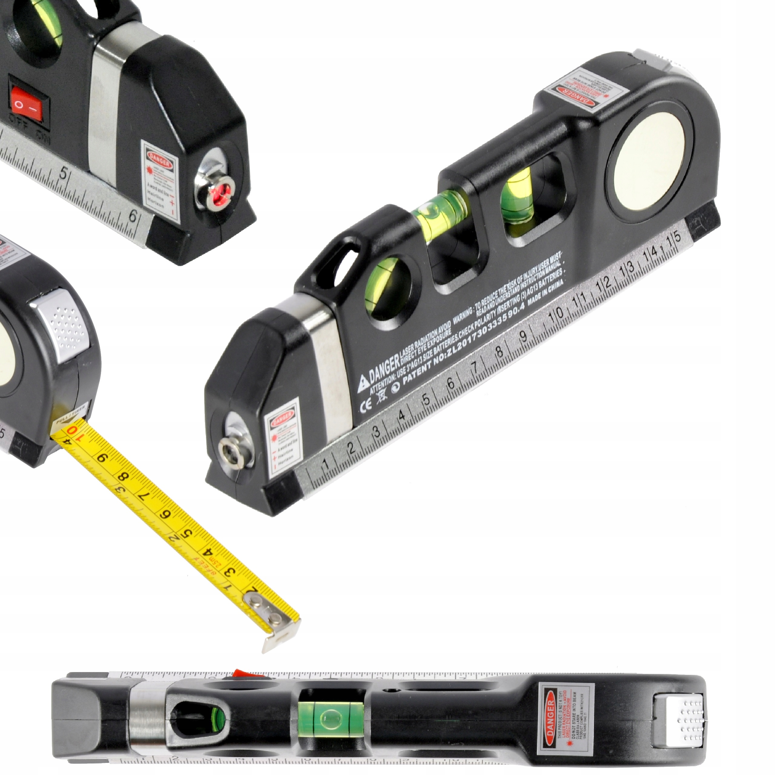 

Poziomica Laserowa Krzyżowa Led Miarką 2,5M