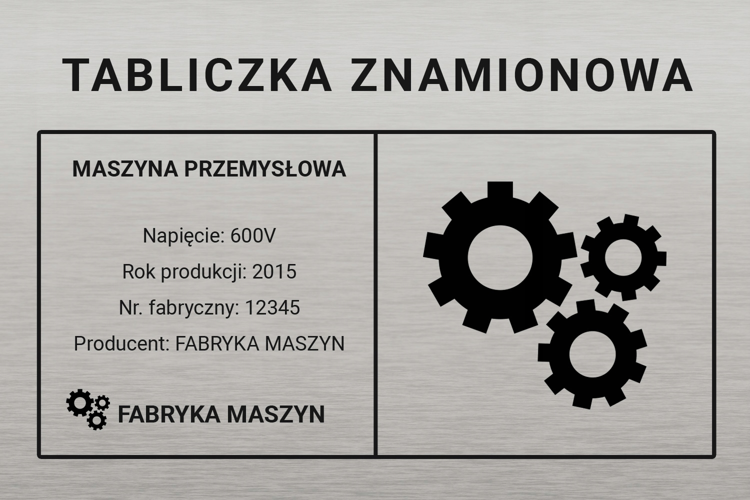 

Tabliczki znamionowe srebrne Naklejki 7x10 100szt
