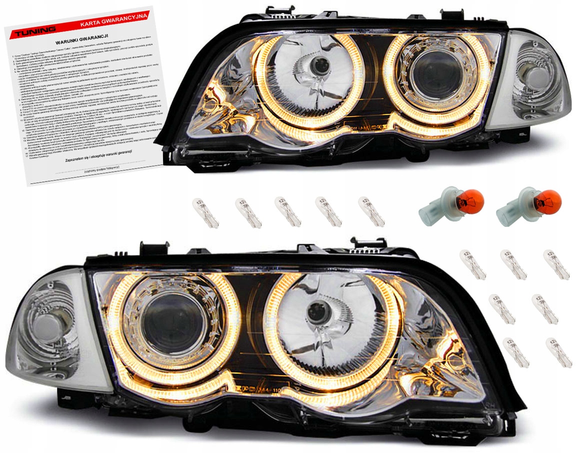 BMW 3 E46 98-01 SEDAN LAMPY reflektory CHROM ringi