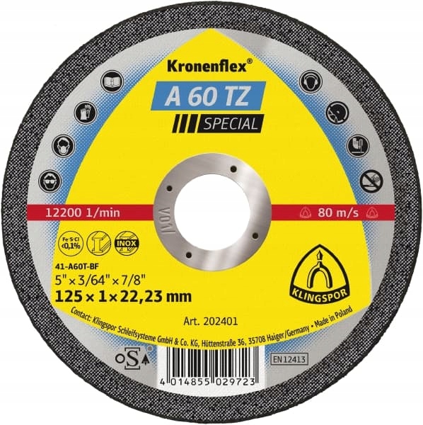 

Tarcza do metalu Klingspor A 60 Tz Special 125mm