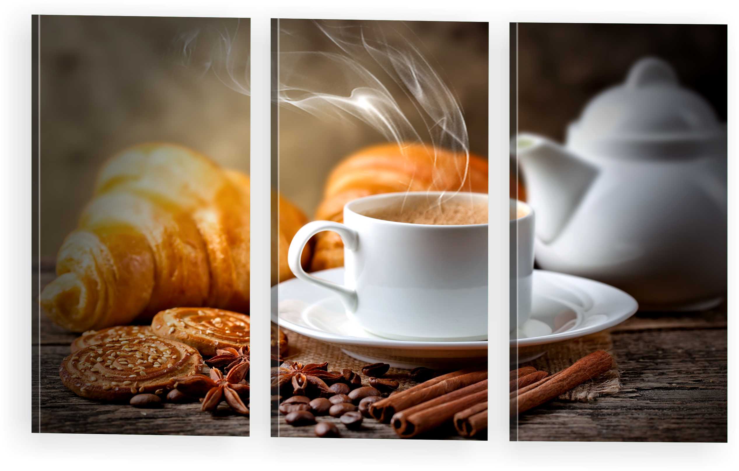 

Tryptyk Obrazy do salonu kawa rogale maxwybór