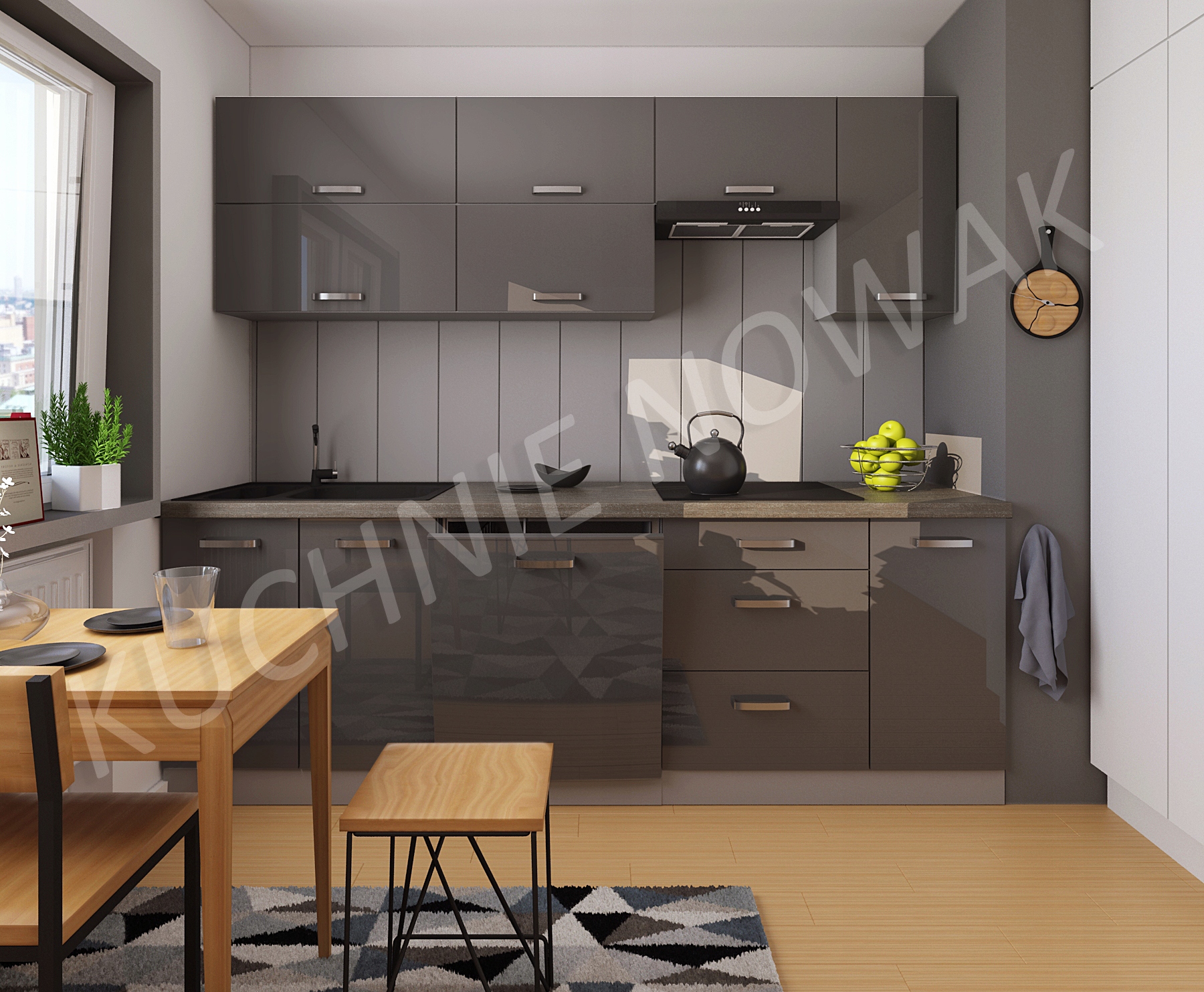 MEBLE KUCHENNE BERGAMO 240 POŁYSK MDF Liczba elementów w zestawie 8