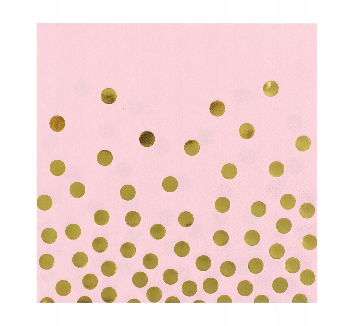 Serwetki Urodzinowe Różowe w Złote Groszki 12 szt.