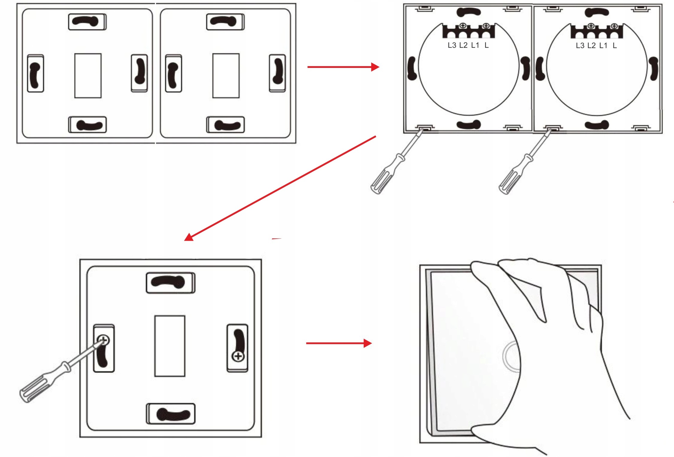 WŁĄCZNIK ŚWIATŁA DOTYKOWY SZKLANY DUŻY PANEL 2+2 Marka Qtouch