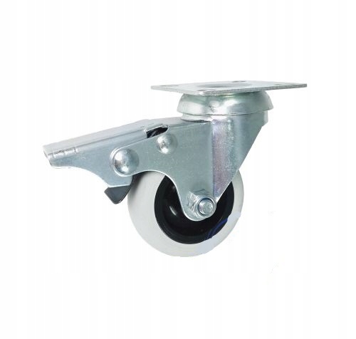 KOŁO MEBLOWE TWORZYWOWO GUMOWE 50mm SKRĘTNE Z HAMU