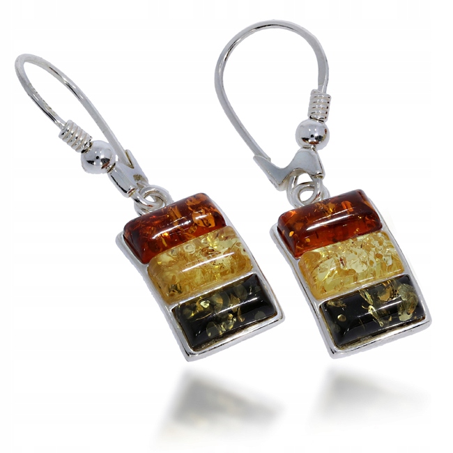 

Kolorowe Kolczyki Srebrne Z Naturalnym Bursztynem