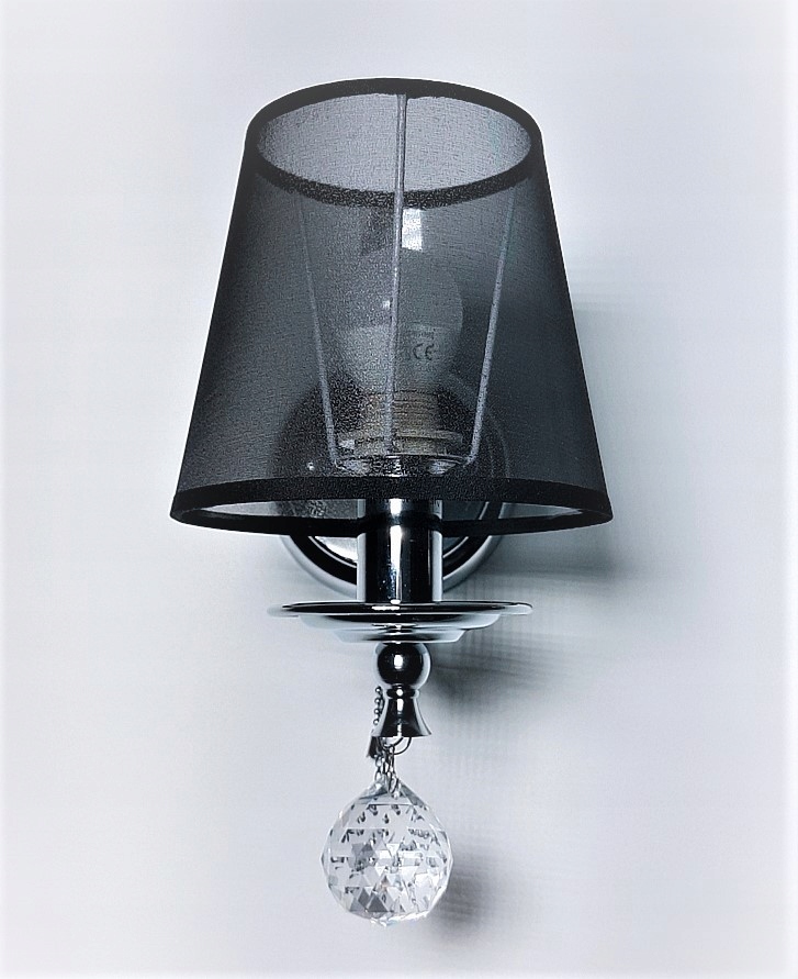 KINKIET ŚCIENNY CHROM kryształ MORENO 1 NOWOŚĆ! Kolor chrom czarny przezroczysty wielokolorowy