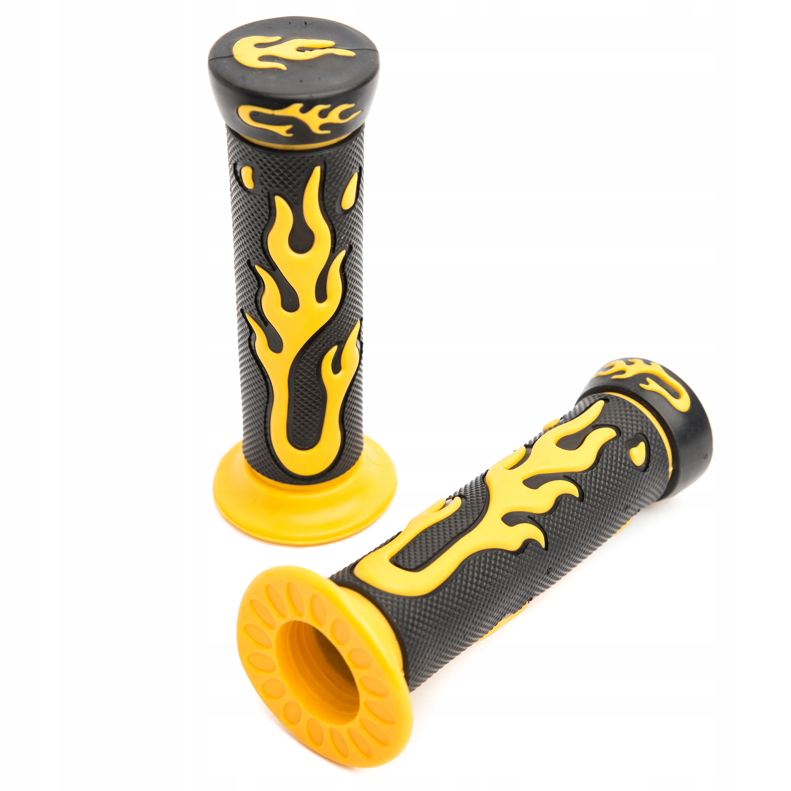 Manetki gumowe Rączki czarne żółte Płomienie