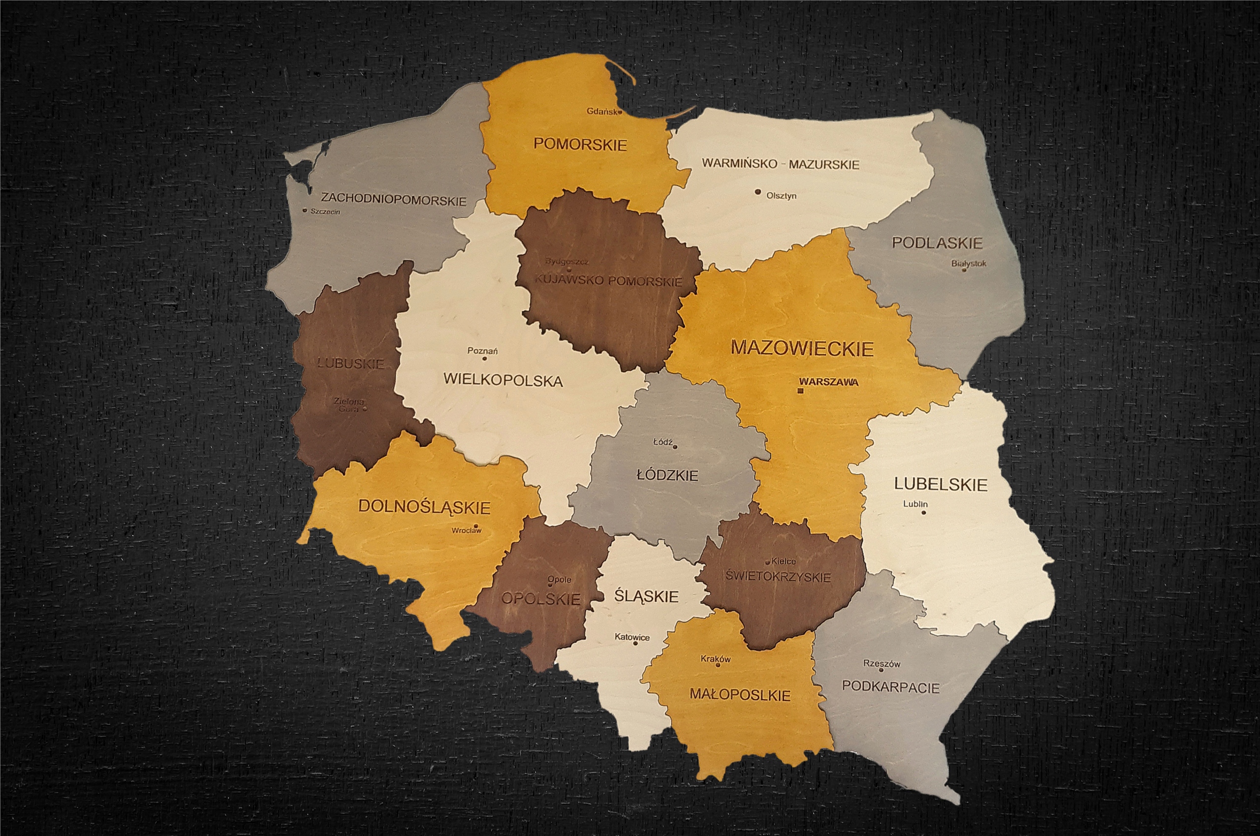 Drewniana mapa Polski 3D Dekoracja ścienna