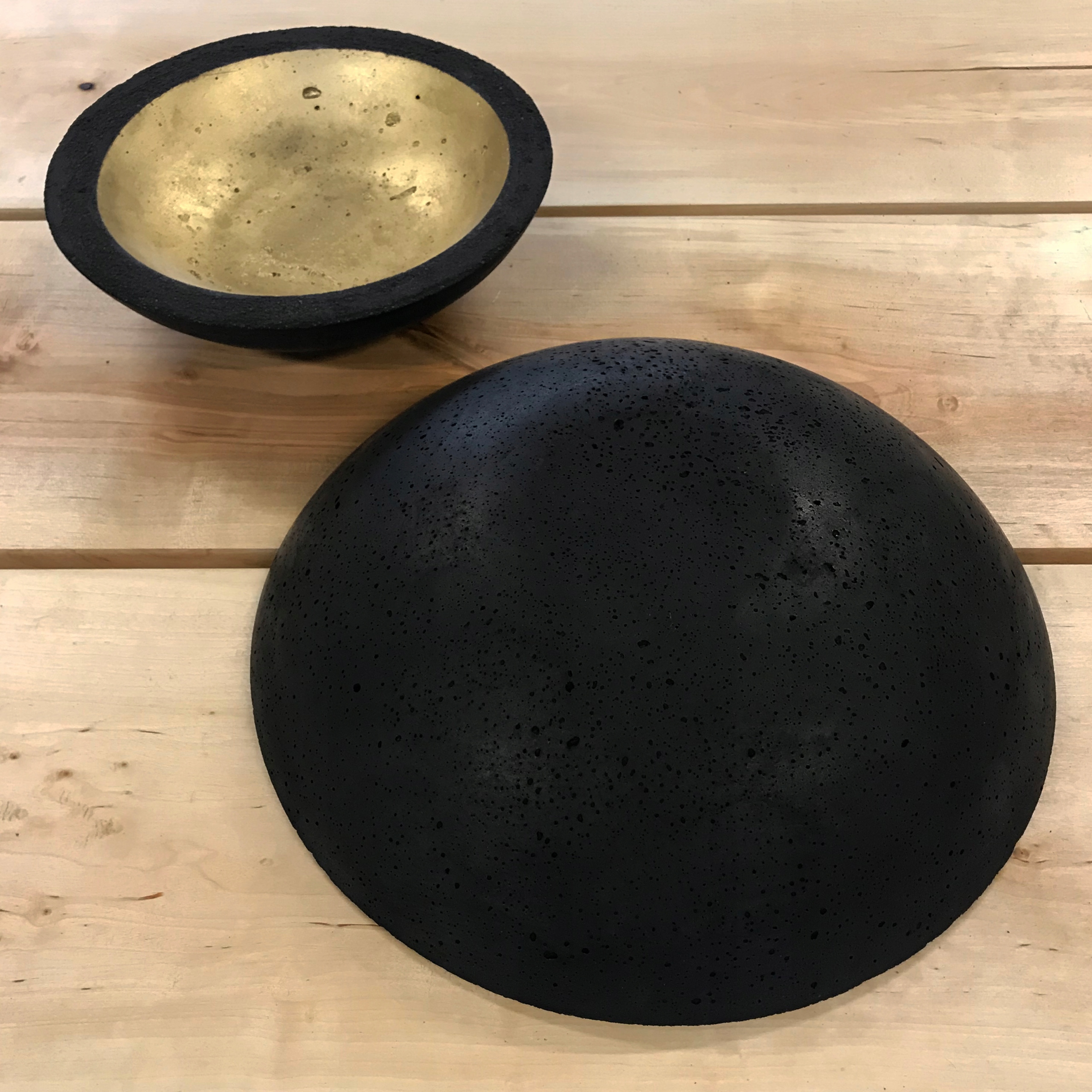 BETONOWA MISA z BETONU MISKA SLIM ZŁOTA ZESTAW 2 Średnica 34 cm