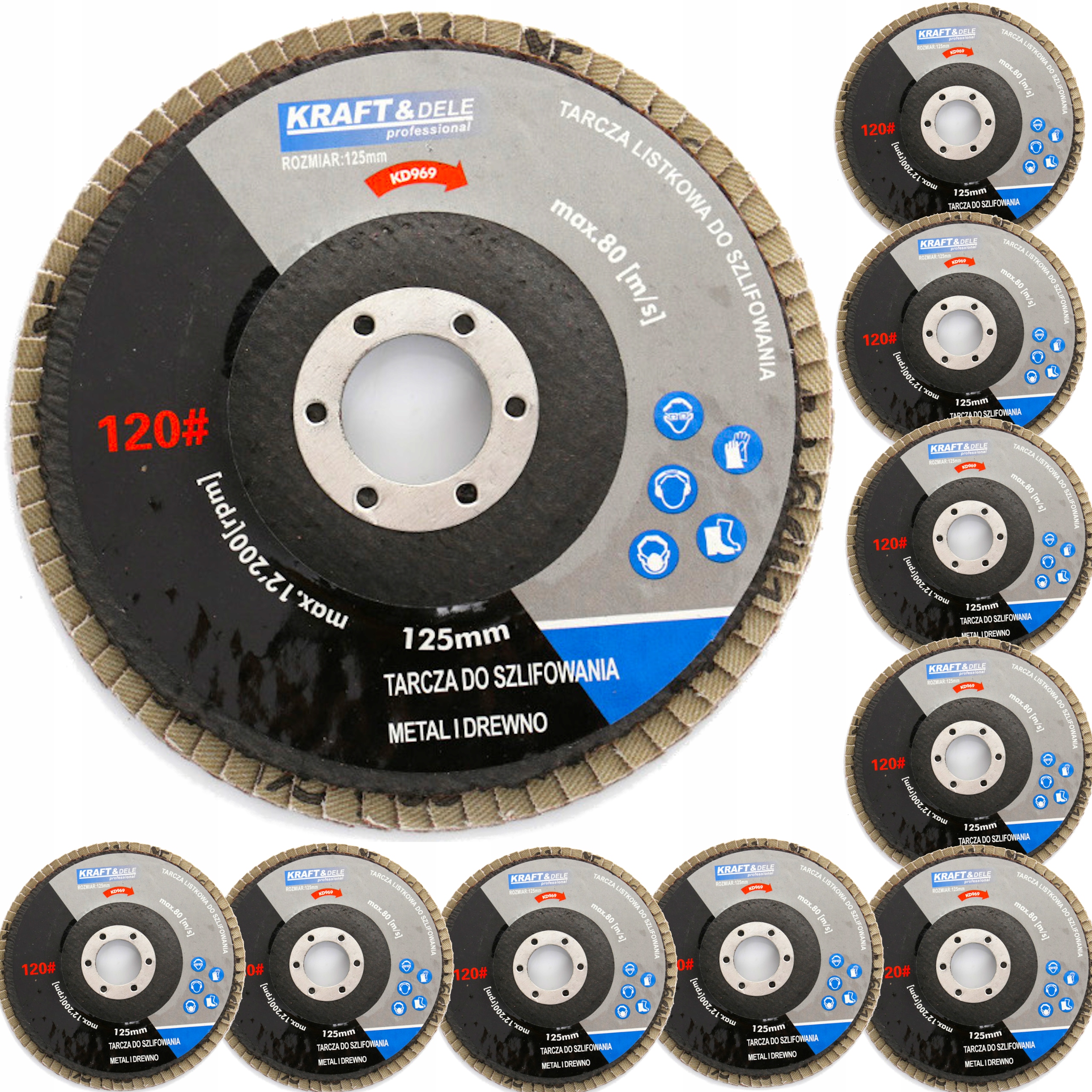 

10xKD969 Tarcza Listkowa Do Szlifowania 125mm P120