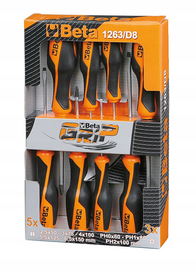 BETA GRIP набор из 6 плоских отверток PH 1263 / D6