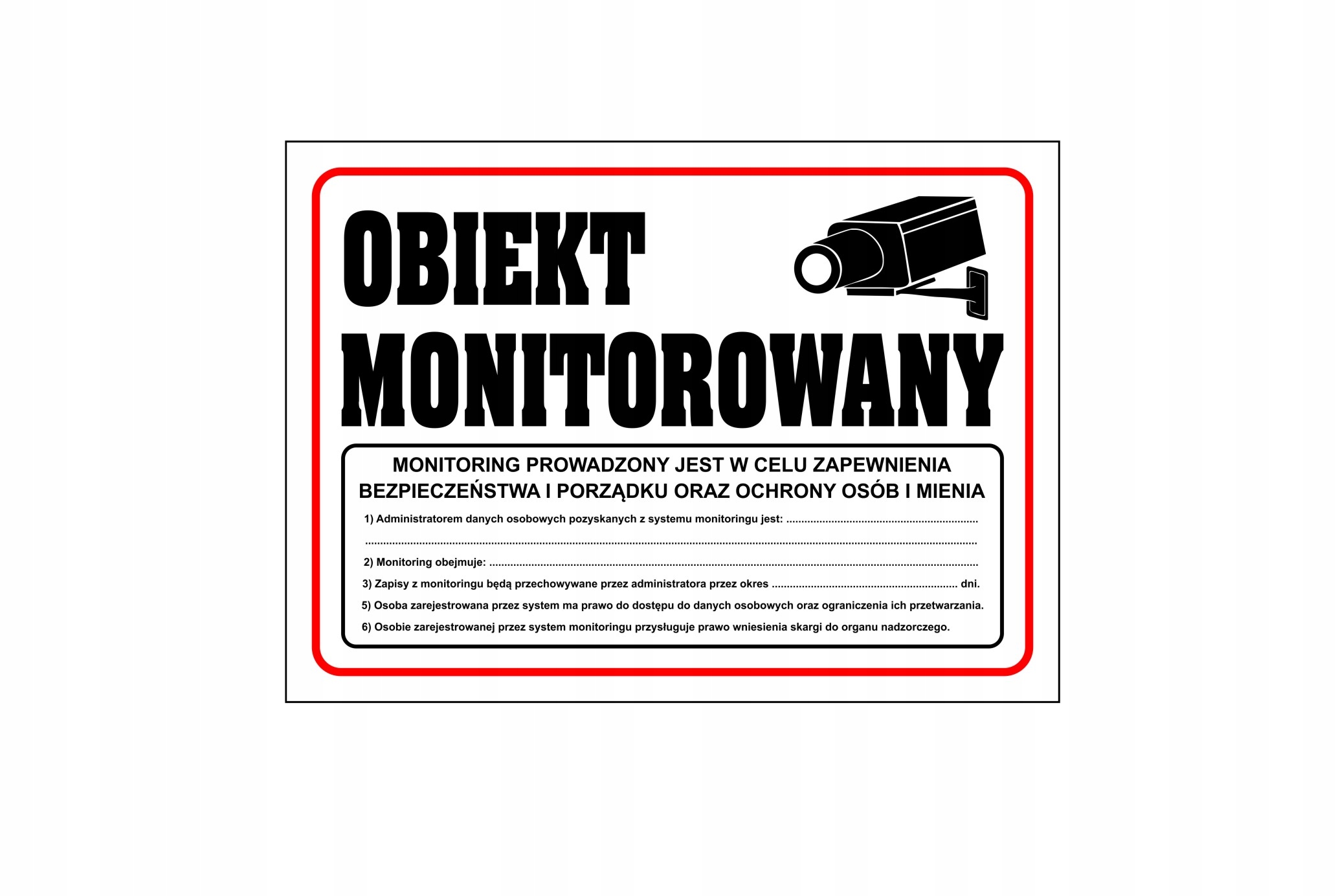 

Tabliczka pcv Obiekt Monitorowany (rodo) 29x40 c