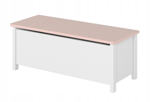 Skrzynia Na Zabawki Biała /Pudrowy Róż Dziewczynkaw