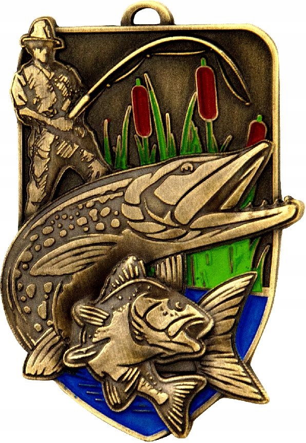 

Duży odlewany Medal 3D wędkarz M07. Grawer