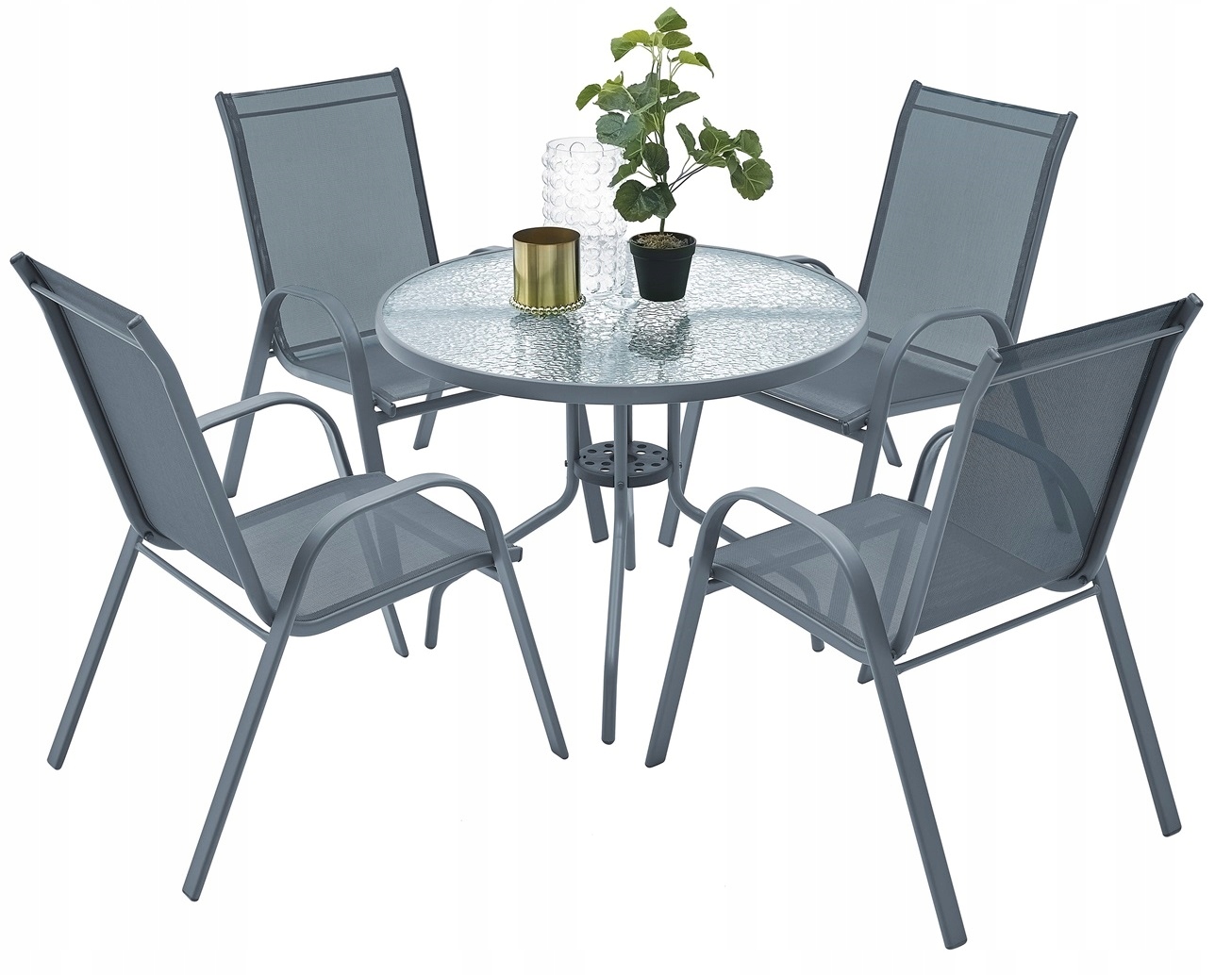 Meble Ogrodowe Zestaw Tarasowy Szklany Stół 4K