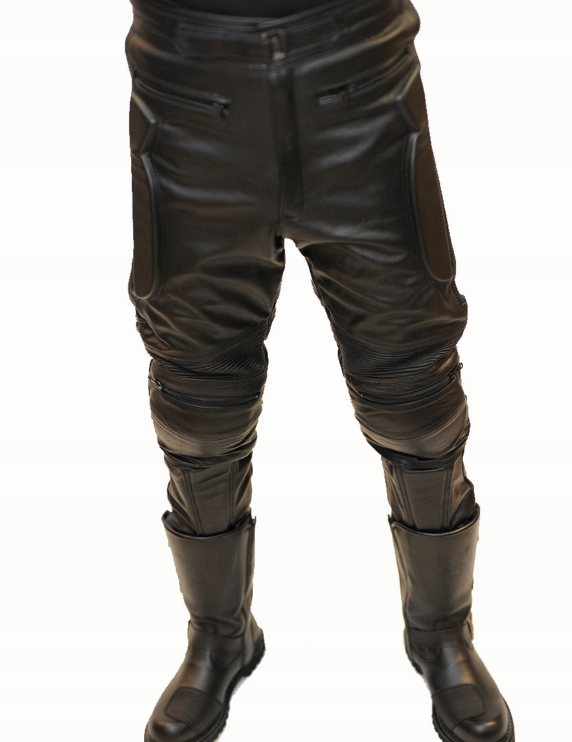 SPODNIE SKÓRZANE MOTOCYKLOWE Z PROTEKTOREM ROZM.46