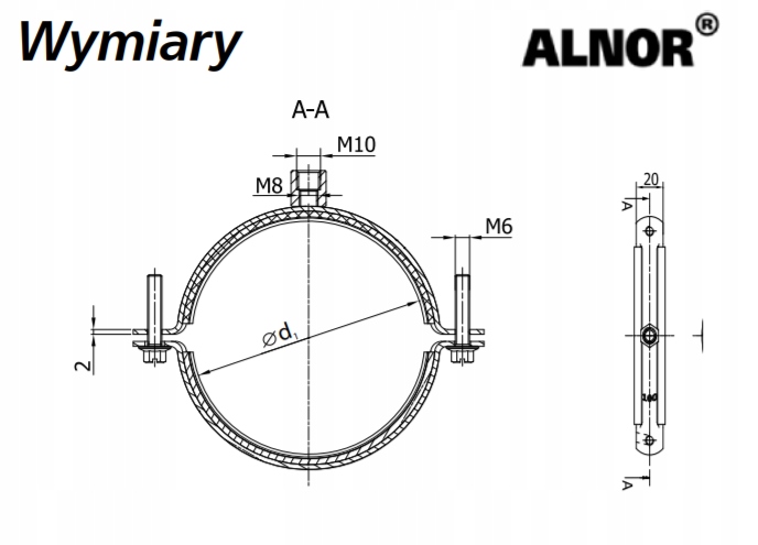 OBEJMA DO RUR SPIRO 315 z uszczelką CLRL alnor Rodzaj uchwyt mocujący