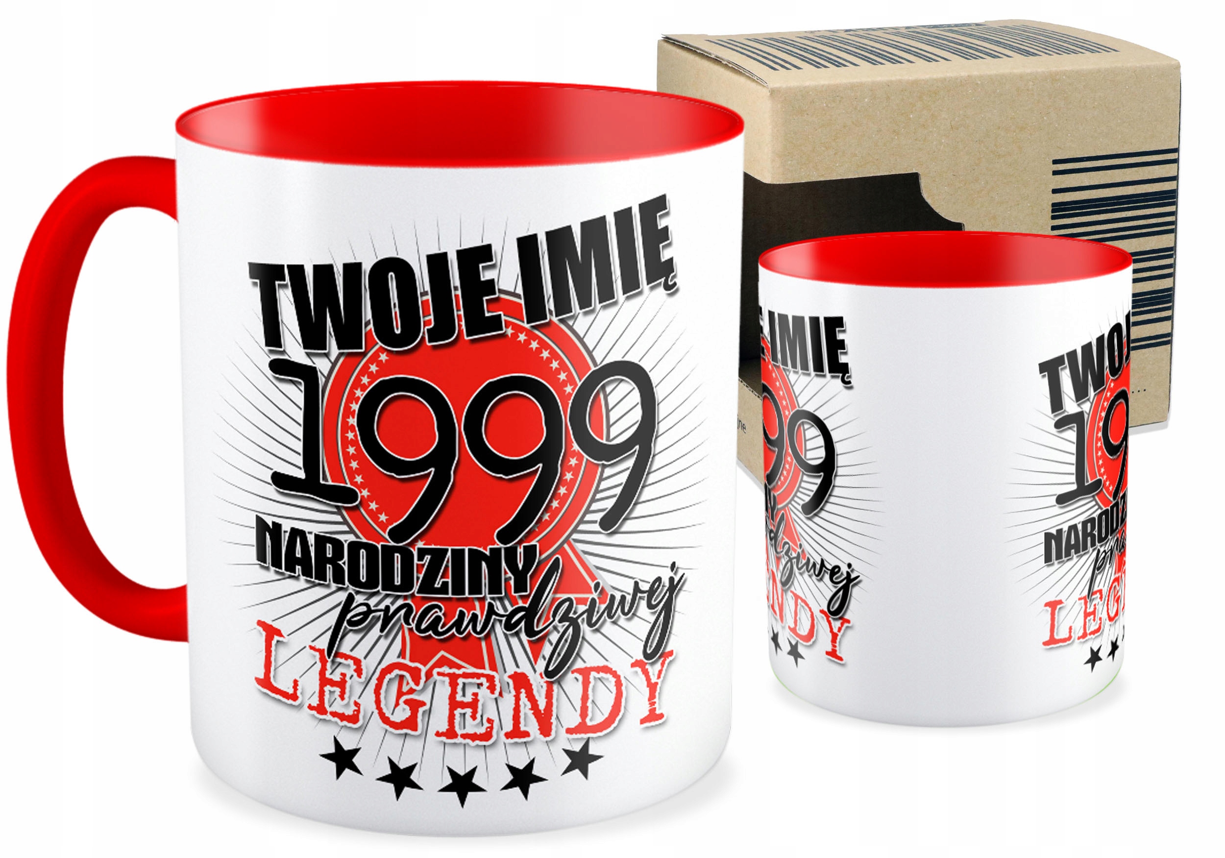 

Kubek czerwony prezent na Urodziny Twoje Imię Wiek
