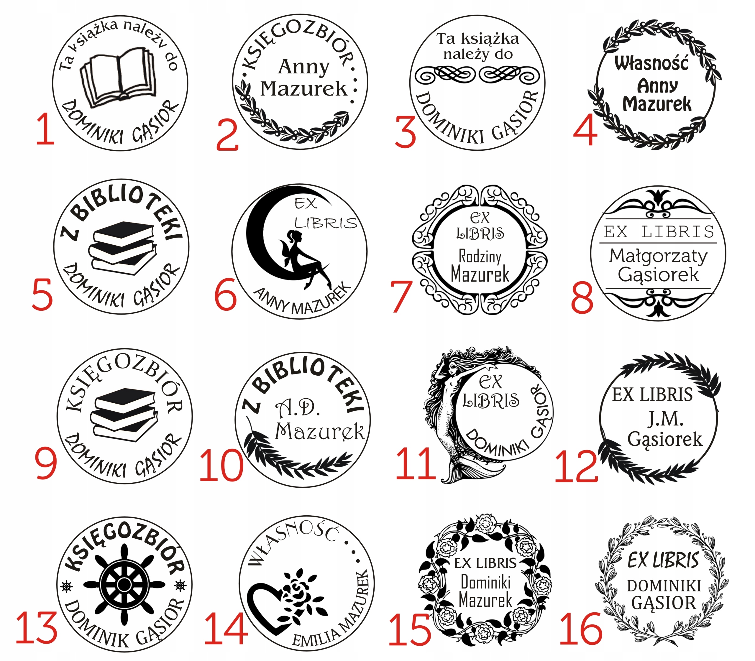 GRYF EXLIBRIS PIECZĄTKA OKRĄGŁA STEMPEL 13 KOLORÓW EAN (GTIN) 9004362519447