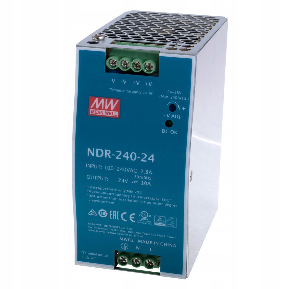 Napájací zdroj Mean Well NDR-240-24 240W 24V 10A na Din lištu