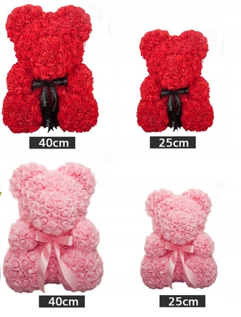 PRZEŹROCZYSTE PUDEŁKO NA MISIA Z RÓŻ 40 CM Marka inna