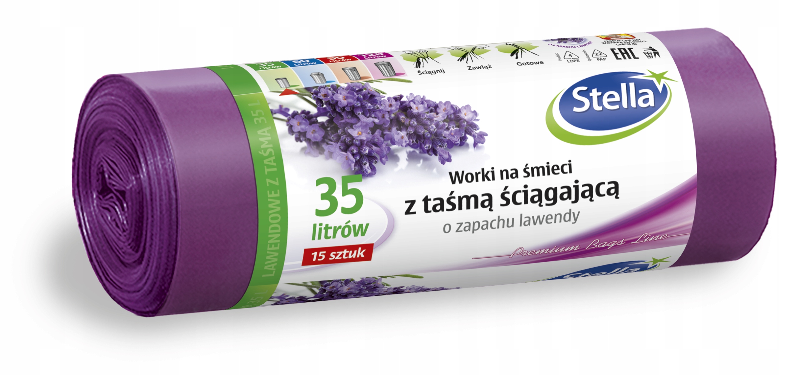 

Stella Worki Na Śmieci Taśma Lawenda 35L Ldpe A'15