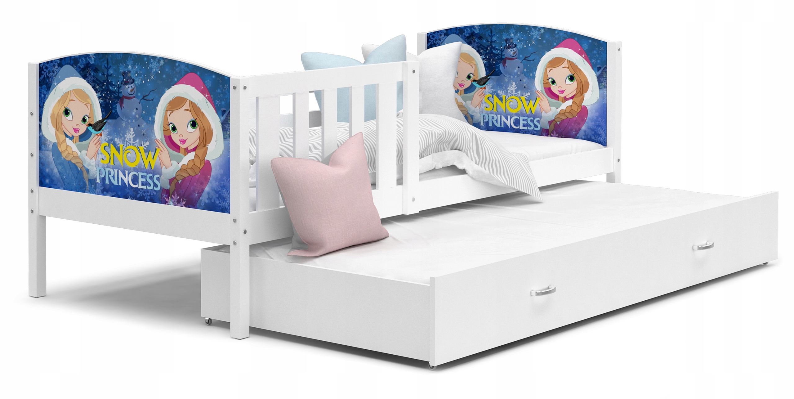 Łóżko parterowe 200x90 białe z grafiką TAMI P2